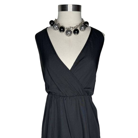 Silver And Black Choker Dangle Necklace Chunky Statement Necklace - Picture 2 of 10